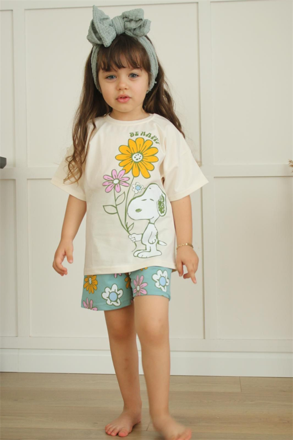 Snopy Baskı Şortlu Takım