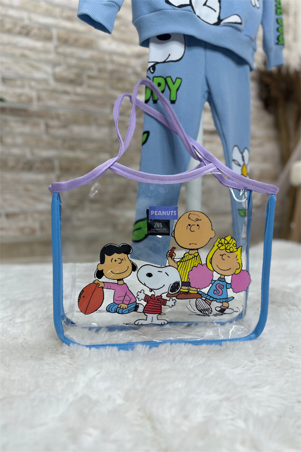 Snopy Penuts Şeffaf Kol Çantası