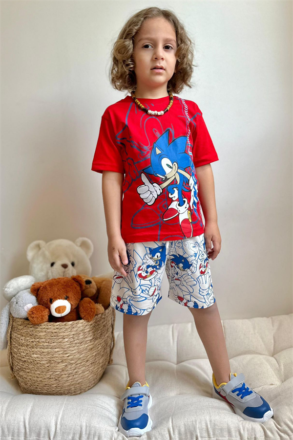 Sonic Kırmızı Şortlu Takım