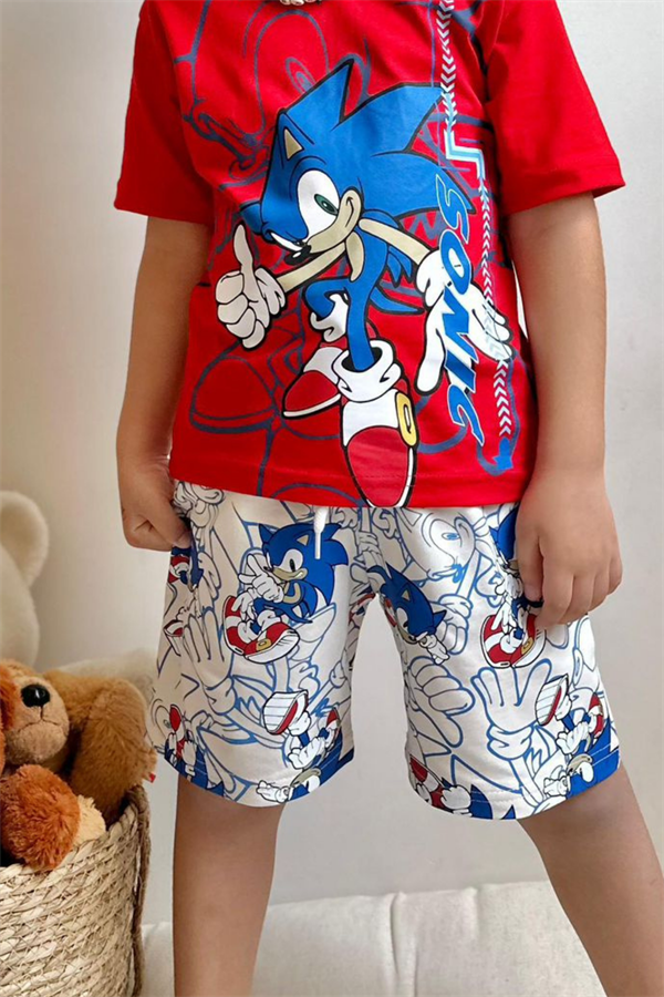 Sonic Kırmızı Şortlu Takım