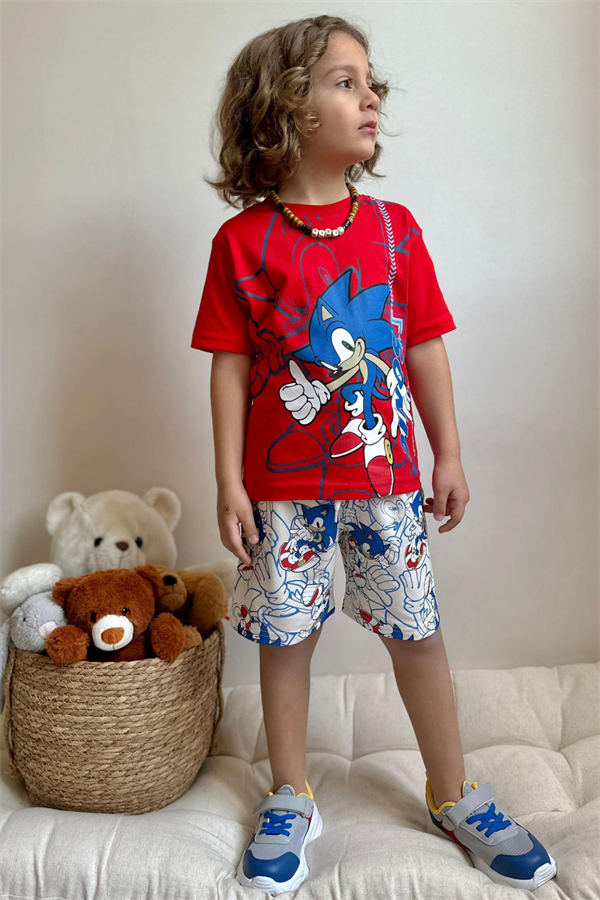 Sonic Kırmızı Şortlu Takım