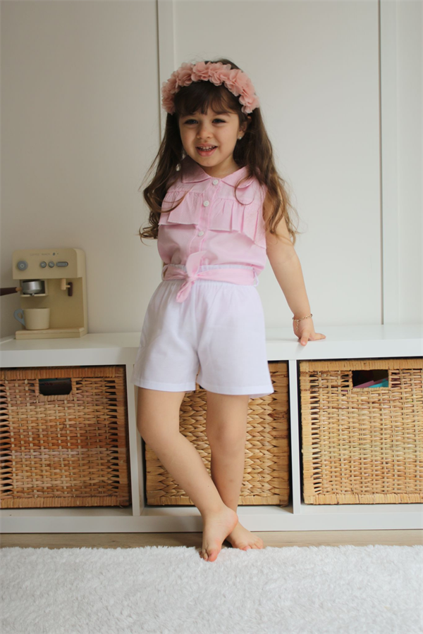 Şortlu Gömlekli Pembe Takım