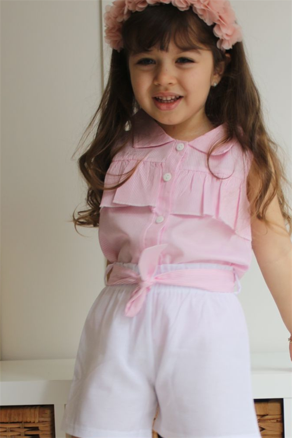 Şortlu Gömlekli Pembe Takım