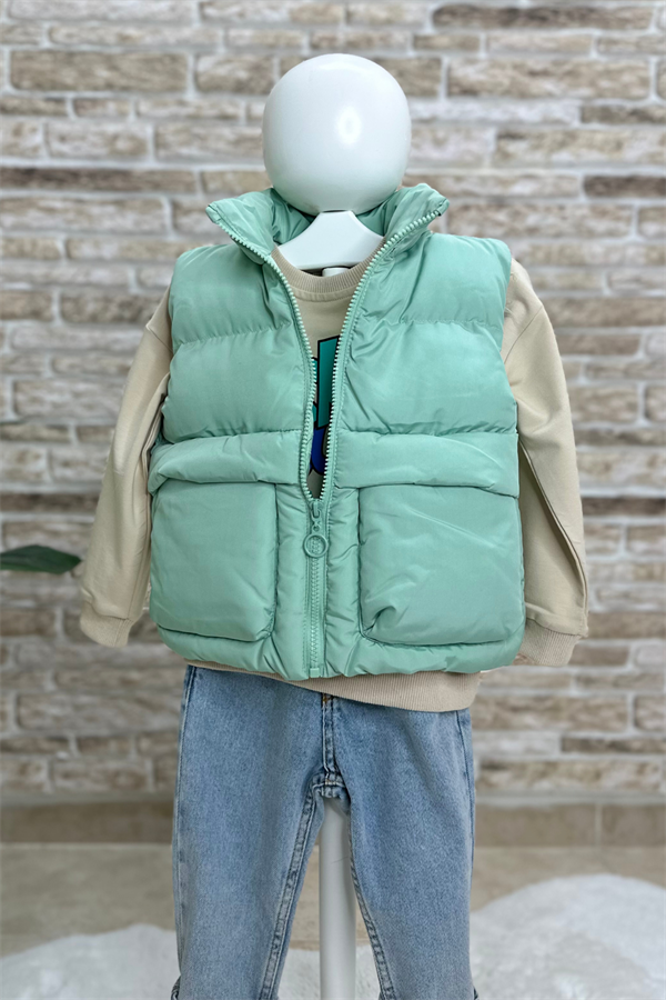 Su Geçirmez Şişme Cepli Mint Yelek