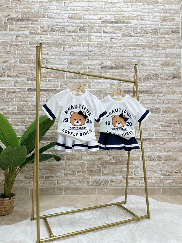 Kız Çocuk Teddy Bear Baskılı Lacivert Etek Takım