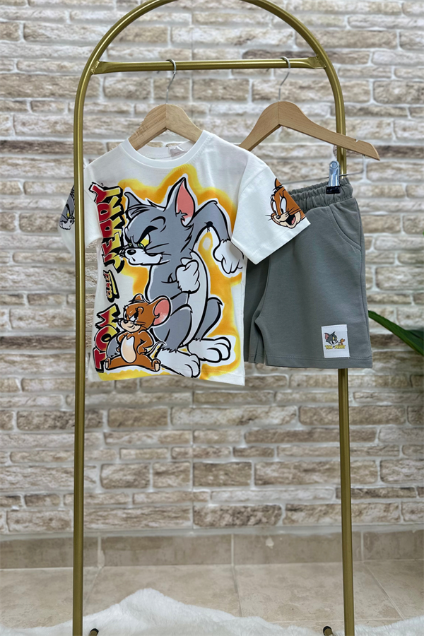 Tom & Jerry Gri Şortlu Takım