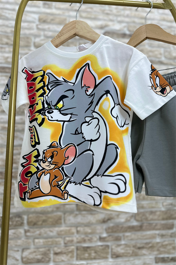 Tom & Jerry Gri Şortlu Takım