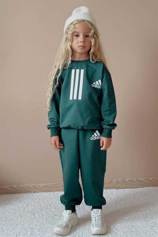 Unisex 2 İplik Adids Baskılı Yeşil Takım