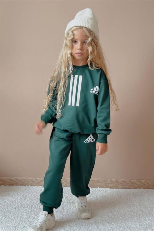 Unisex 2 İplik Adids Baskılı Yeşil Takım