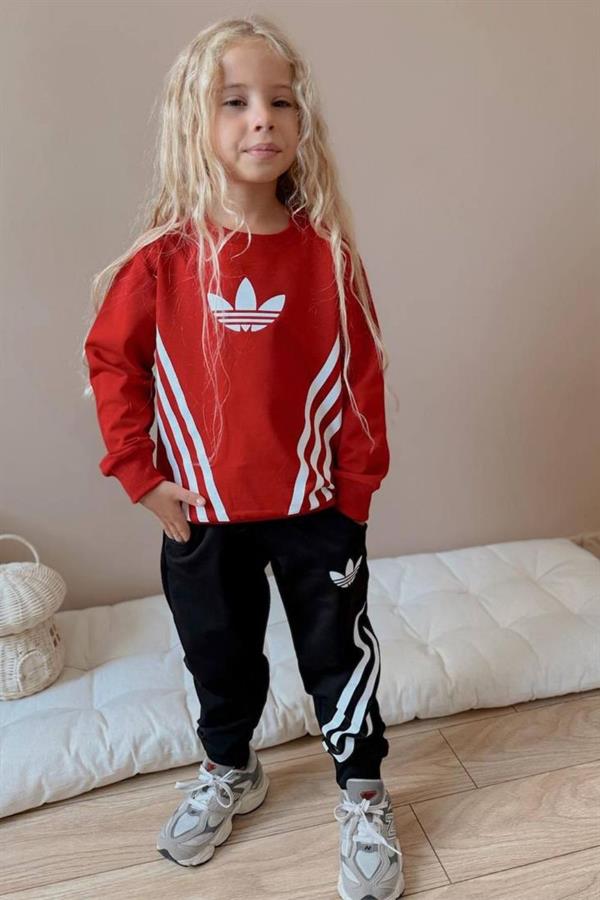 Unisex 2 İplik Adids Kırmızı Siyah Takım