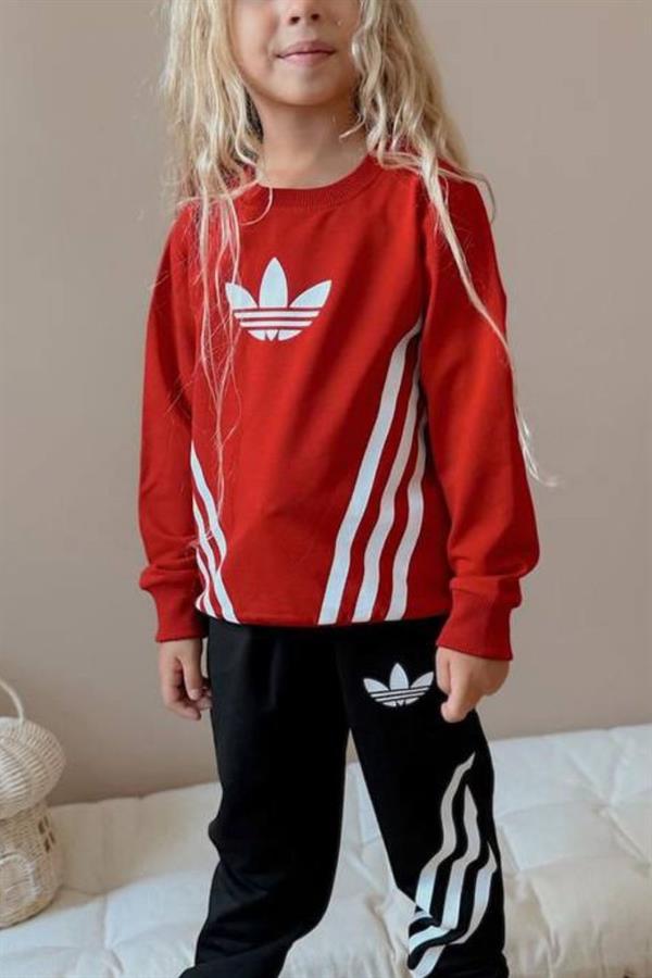 Unisex 2 İplik Adids Kırmızı Siyah Takım