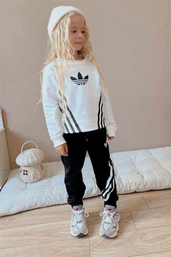 Unisex 2 İplik Adids Siyah Beyaz Takım