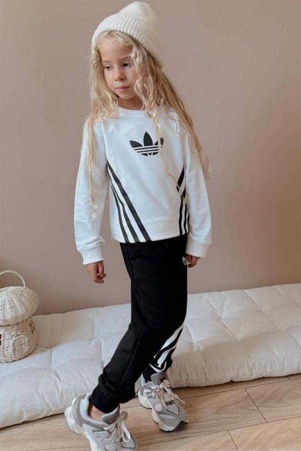 Unisex 2 İplik Adids Siyah Beyaz Takım