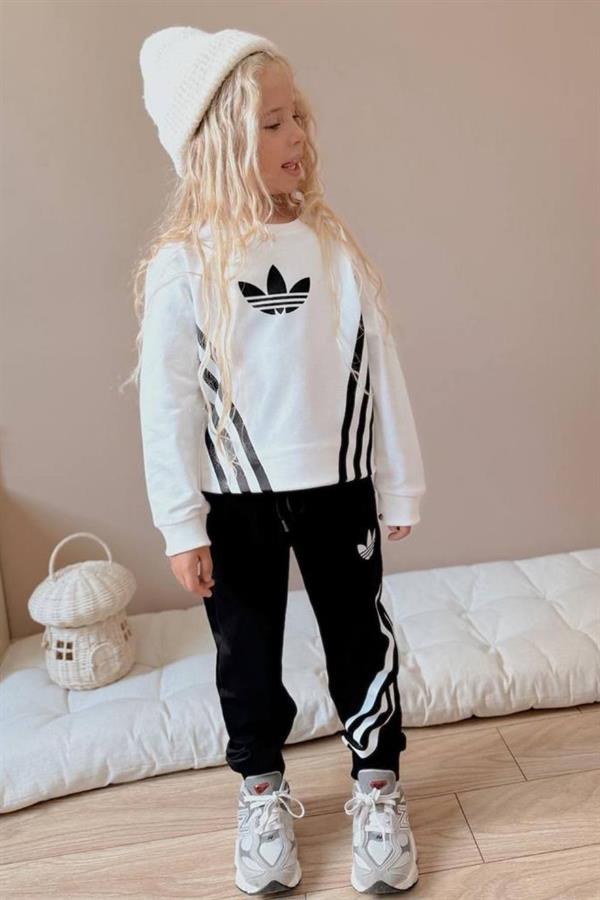 Unisex 2 İplik Adids Siyah Beyaz Takım