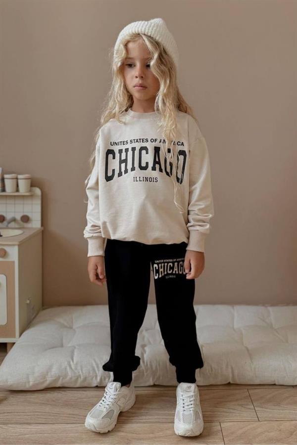 Unisex 2 İplik Chicago Bej Siyah Takım