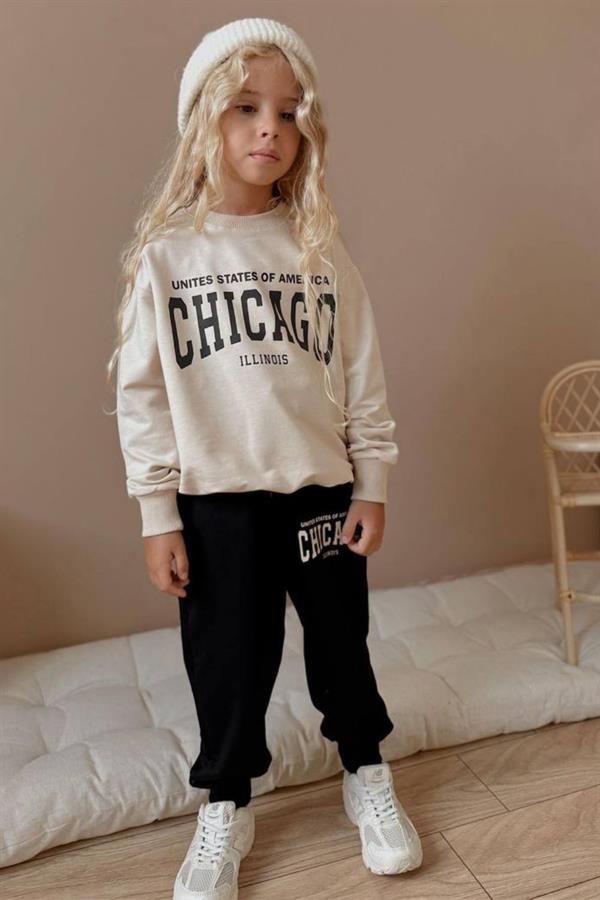 Unisex 2 İplik Chicago Bej Siyah Takım