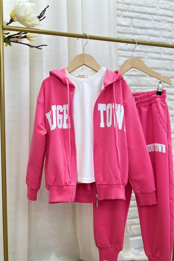 Unisex 2 İplik Fermuarlı Huga Fuşya Takım