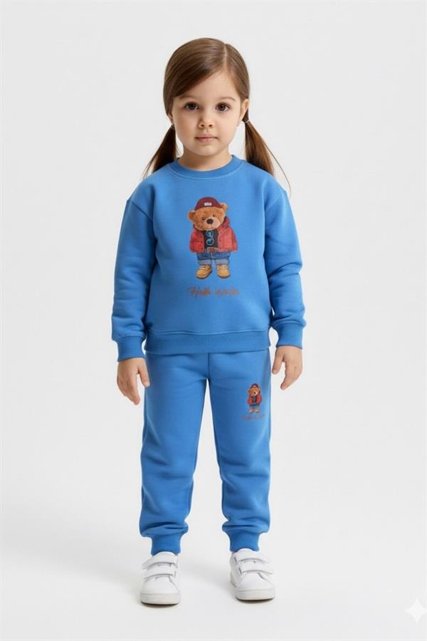 Unisex 2 İplik Hello Ayıcıklı İndigo Takım