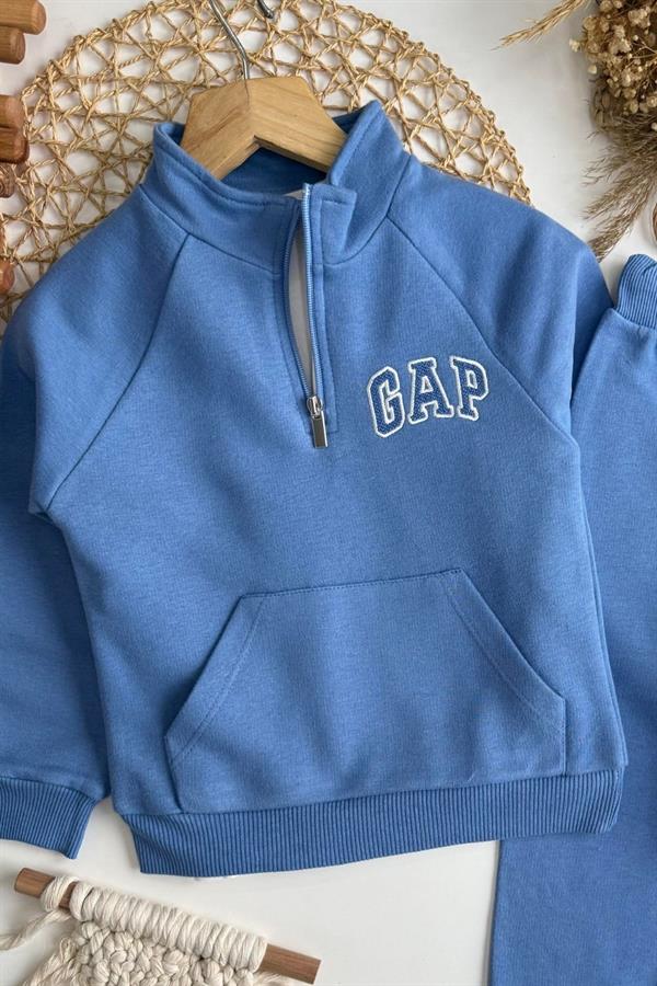 Unisex 3 İplik Balıkçı Dik Yaka Mavi  Gp Takım