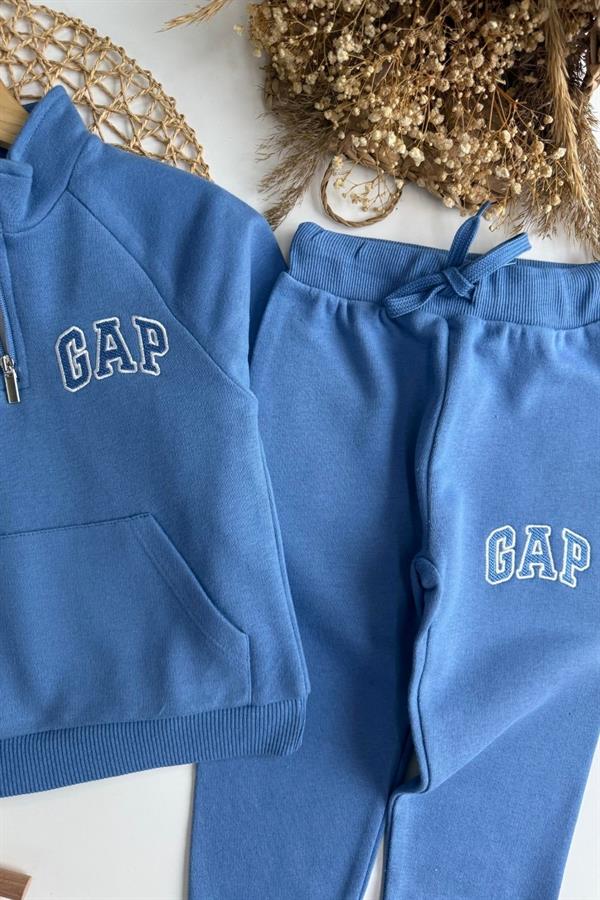 Unisex 3 İplik Balıkçı Dik Yaka Mavi  Gp Takım