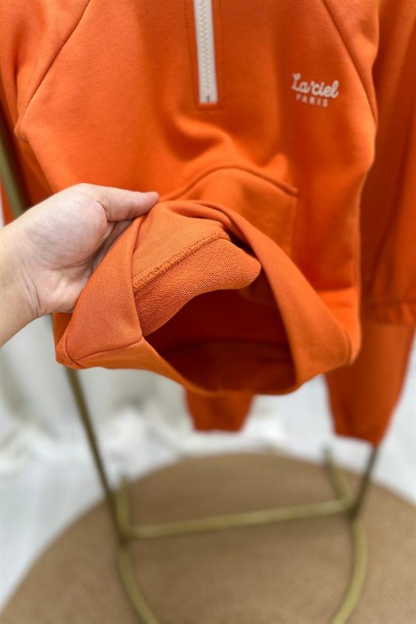 Unisex 3 İplik Balıkçı Dik Yaka Oranj Takım