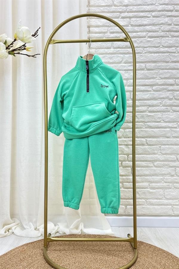 Unisex 3 İplik Balıkçı Dik Yaka Yeşil Takım