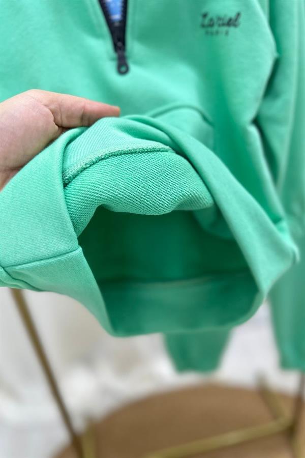 Unisex 3 İplik Balıkçı Dik Yaka Yeşil Takım