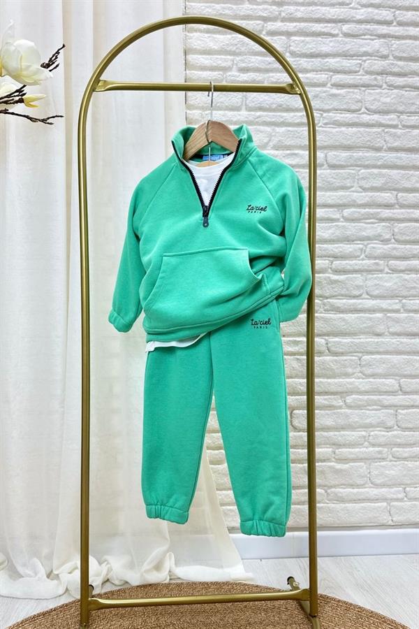 Unisex 3 İplik Balıkçı Dik Yaka Yeşil Takım