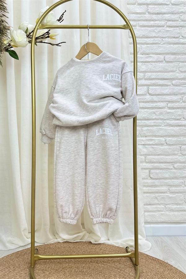 Unisex 3 İplik Bisiklet Yaka Laciel Bej Takım