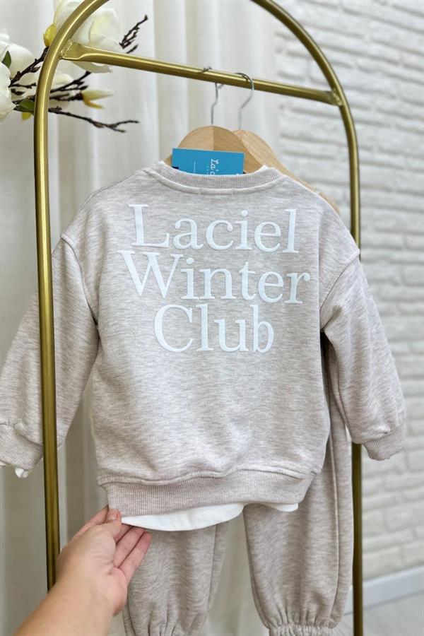 Unisex 3 İplik Bisiklet Yaka Laciel Bej Takım