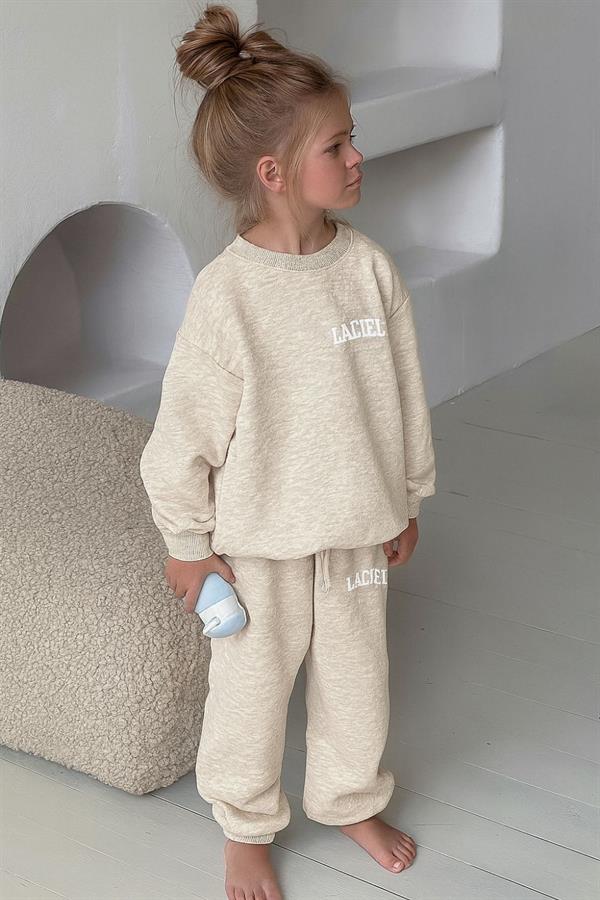 Unisex 3 İplik Bisiklet Yaka Laciel Bej Takım