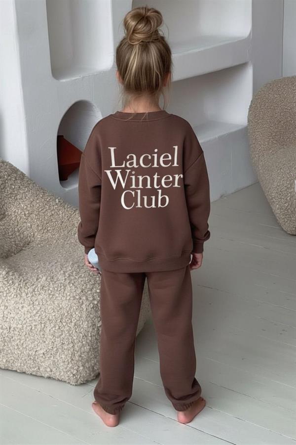 Unisex 3 İplik Bisiklet Yaka Laciel Kahve Takım