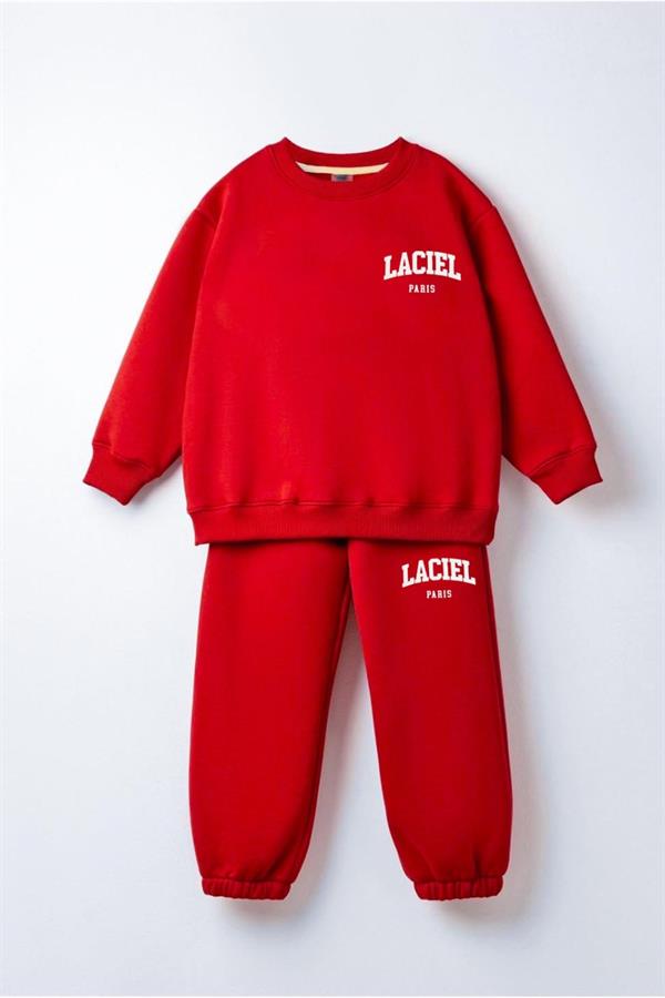 Unisex 3 İplik Bisiklet Yaka Laciel Kırmızı Takım