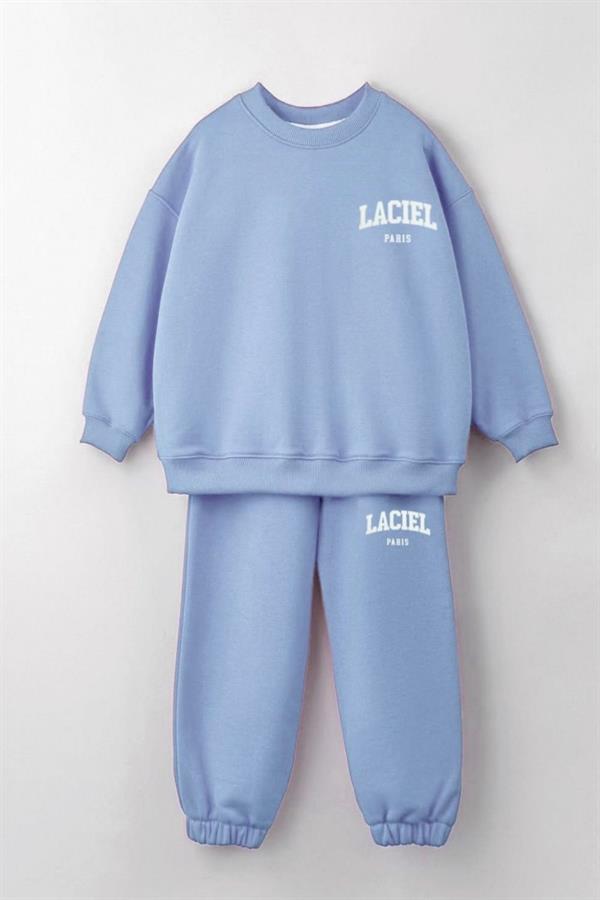 Unisex 3 İplik Bisiklet Yaka Laciel Mavi Takım