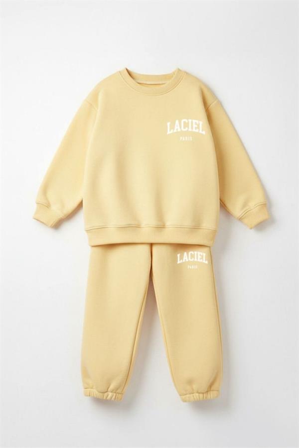 Unisex 3 İplik Bisiklet Yaka Laciel Sarı Takım