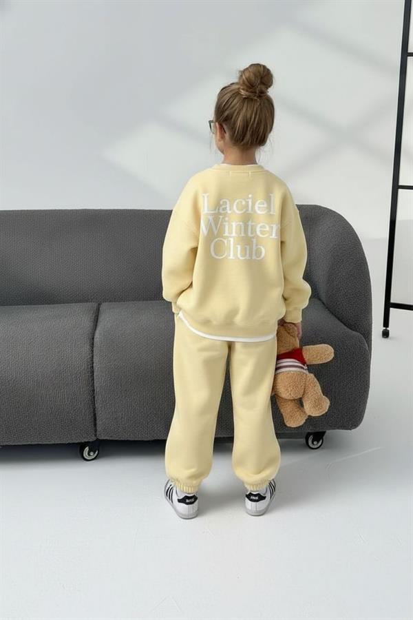 Unisex 3 İplik Bisiklet Yaka Laciel Sarı Takım