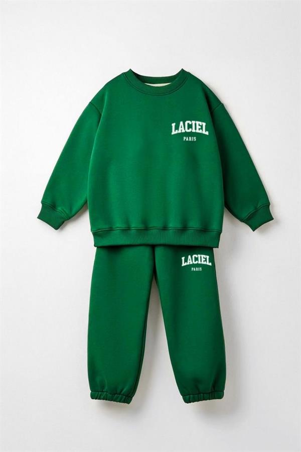 Unisex 3 İplik Bisiklet Yaka Laciel Yeşil Takım