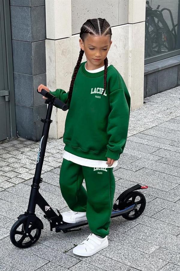 Unisex 3 İplik Bisiklet Yaka Laciel Yeşil Takım