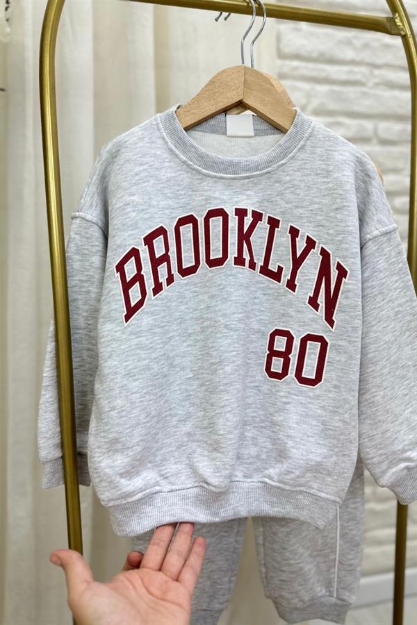 Unisex 3 İplik Şardonlu Brooklyn Gri Takım