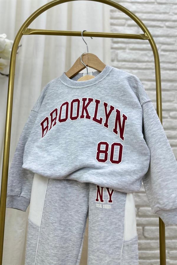 Unisex 3 İplik Şardonlu Brooklyn Gri Takım
