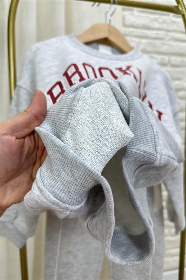 Unisex 3 İplik Şardonlu Brooklyn Gri Takım