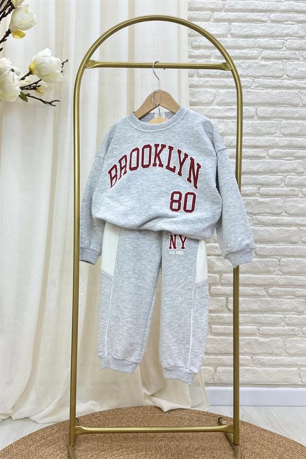 Unisex 3 İplik Şardonlu Brooklyn Gri Takım