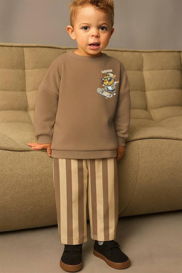 Unisex 3 İplik Capybara Kahve Takım