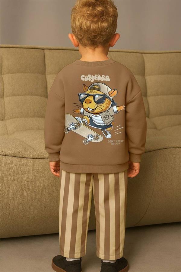 Unisex 3 İplik Capybara Kahve Takım