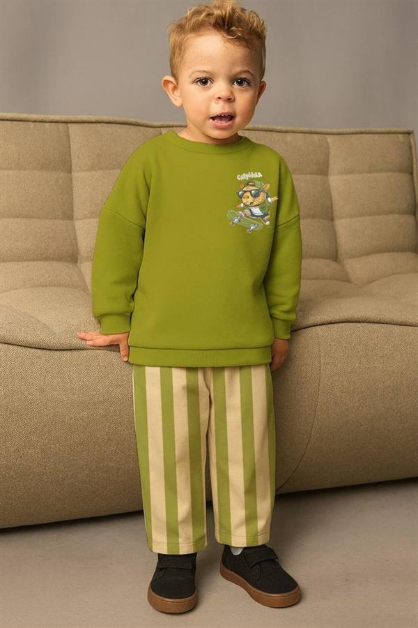 Unisex 3 İplik Capybara Yeşil Takım