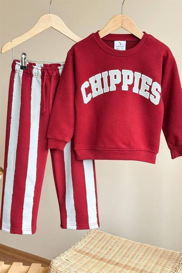 Unisex 3 İplik Chippies Bordo Takım