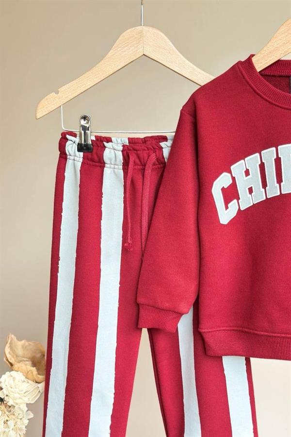 Unisex 3 İplik Chippies Bordo Takım