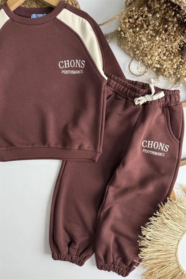 Unisex 3 İplik Chons Kahve Takım