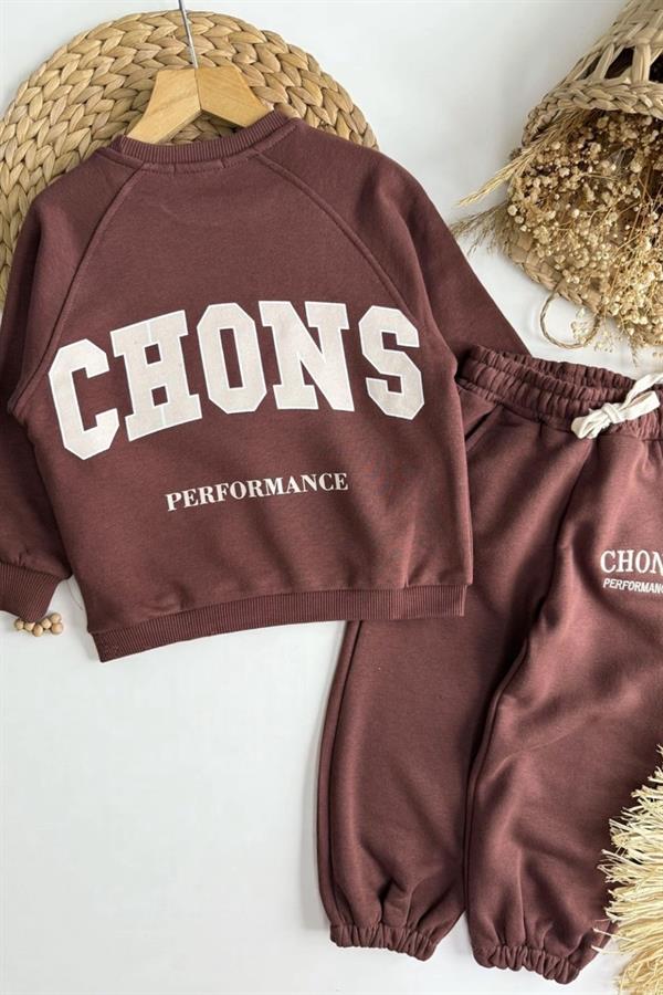 Unisex 3 İplik Chons Kahve Takım