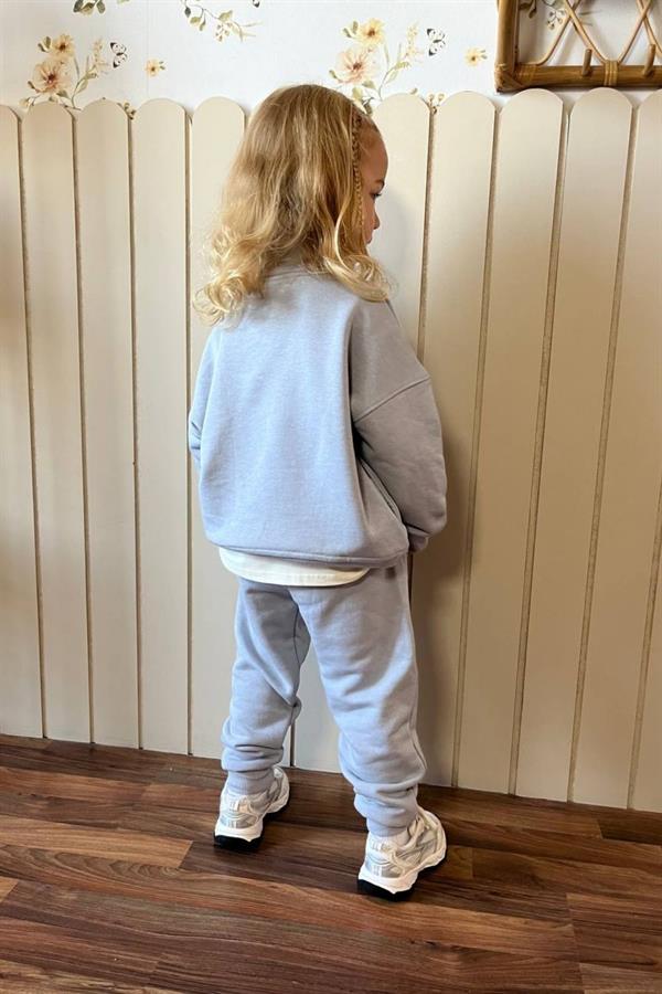Unisex 3 İplik Dik Yaka Gri Takım